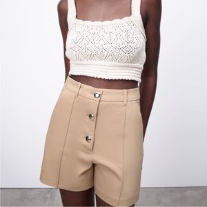 Zara High Waisted Button Shorts
